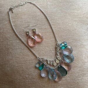 Nine West Teardrop Statement Necklace with Matching Earrings